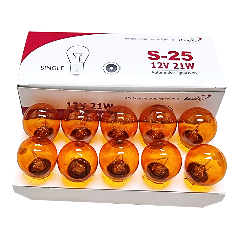 바이오라이트 싱글전구 황색 12V 21W 10개 세트 브레이크등 사이드 라이트등