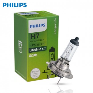 필립스 독일산 H7 순정형 롱라이프 프리미엄 할로겐 자동차 전조등 12V 55W PX26d 12972LLC1 (Lifetime x 2)