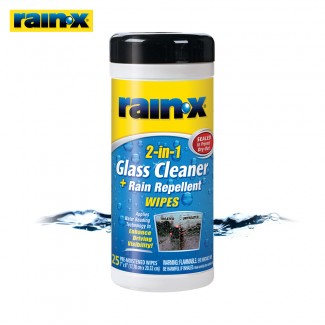 레인엑스 RAIN-X 2in1 워터리스 유리세정 발수 티슈 25매 글라스 클리너 레인 레펠런트 와이프