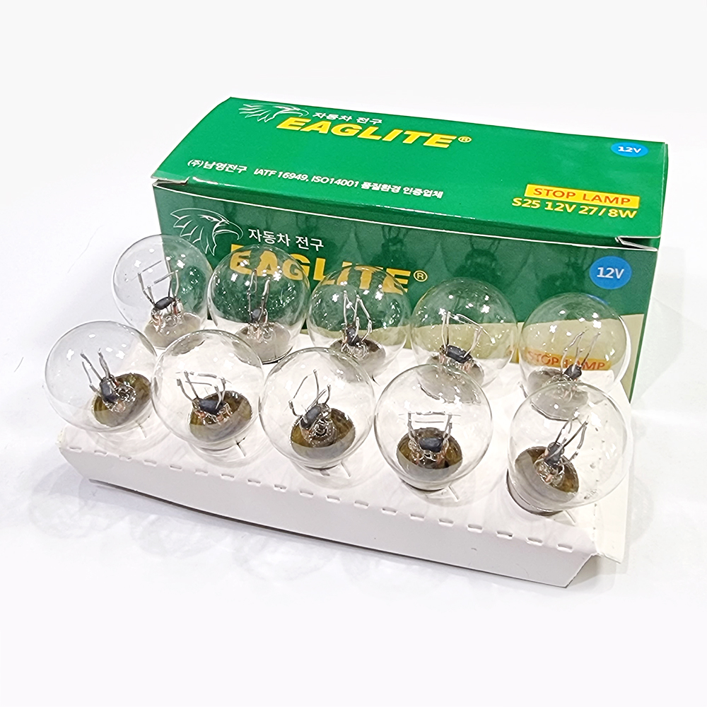 남영전구 더블전구 투명 12V 27/8W 10개 세트 브레이크전구등 후미등 후진등